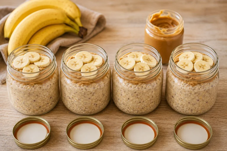 Make-Ahead Peanut Butter Banana Oats (4 Jars)