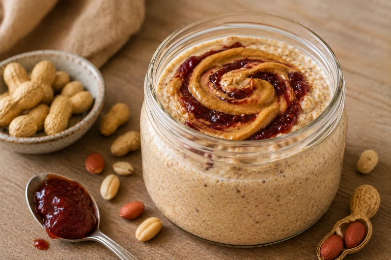 Budget Peanut Butter & Jam Overnight Oats